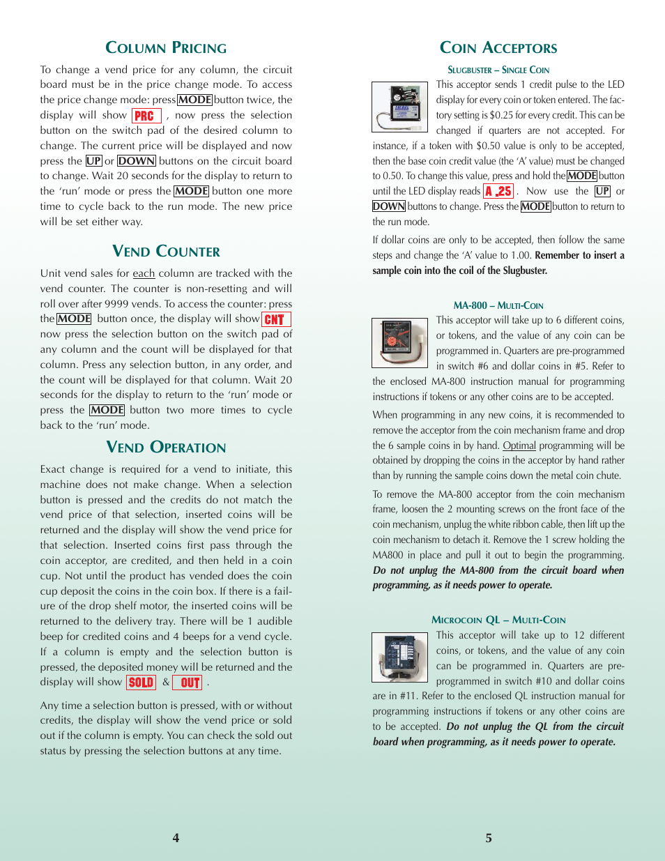Laurel Metal 899 3-COLUMN ELECTRONIC VENDER User Manual | Page 3 / 4
