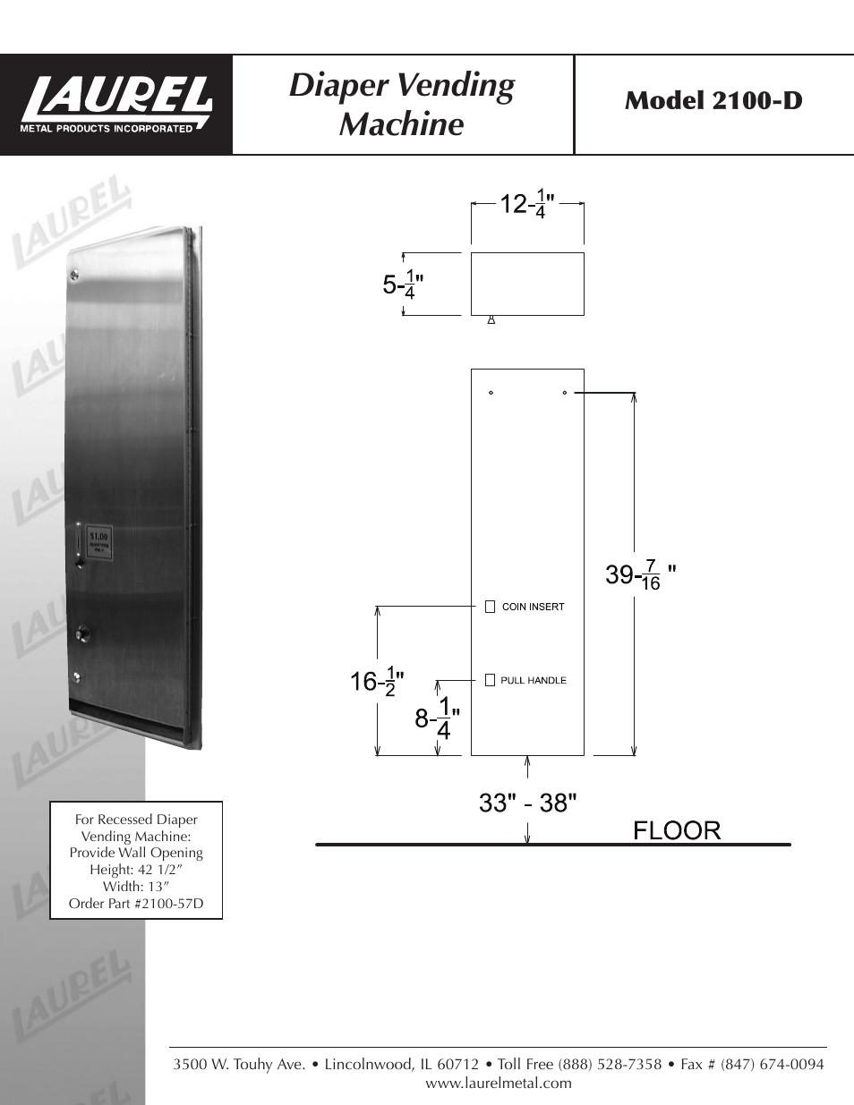 Laurel Metal 2100-D Diaper Vender User Manual | 2 pages