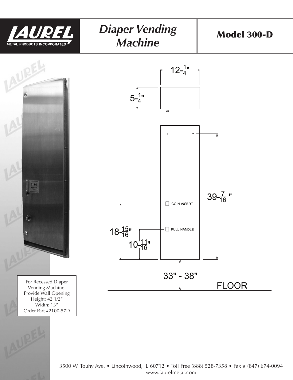 Laurel Metal 300-D Diaper Vender User Manual | 2 pages