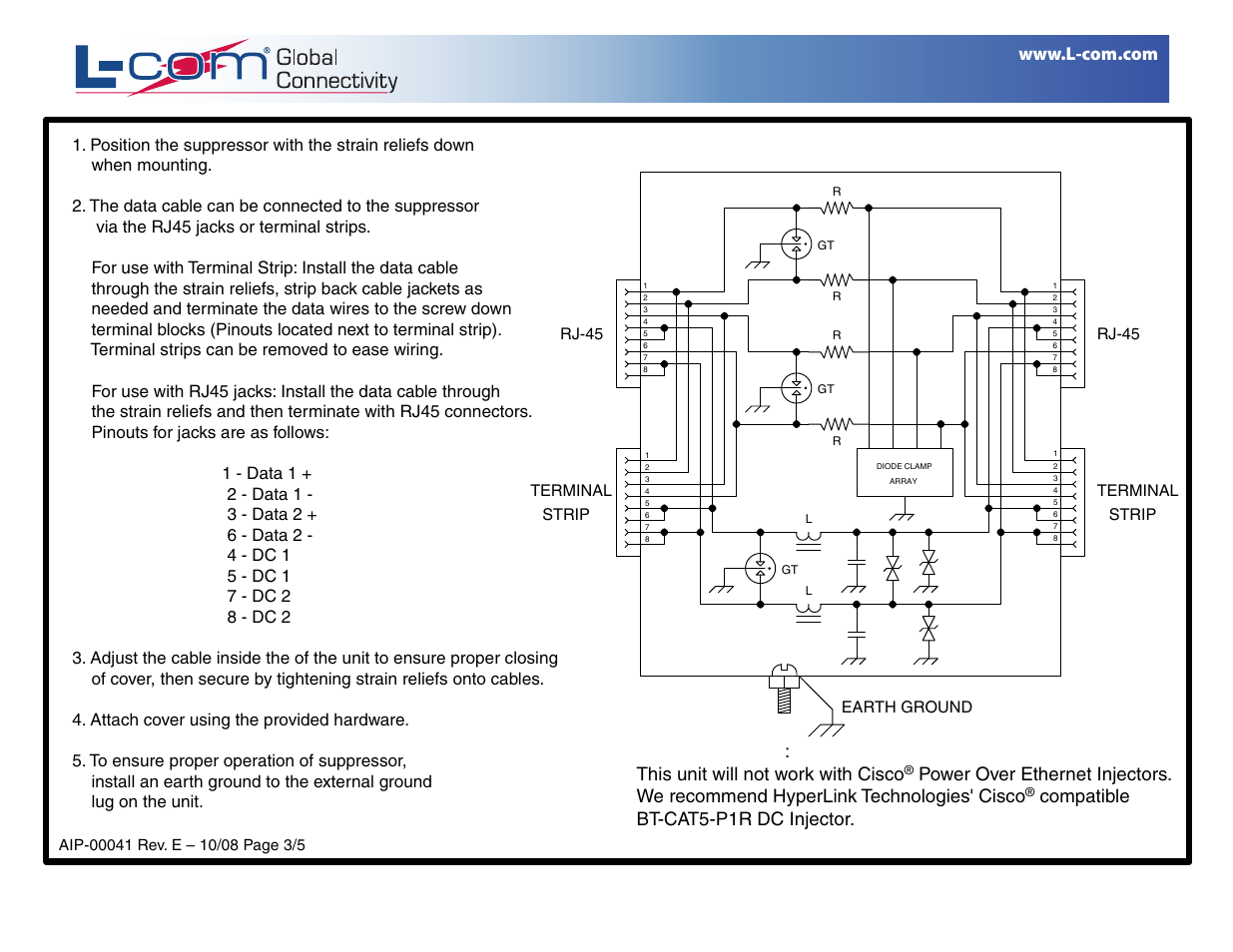 Al-cat5hpw installation instructions | L-com AL-CAT5HPW User Manual | Page 3 / 5