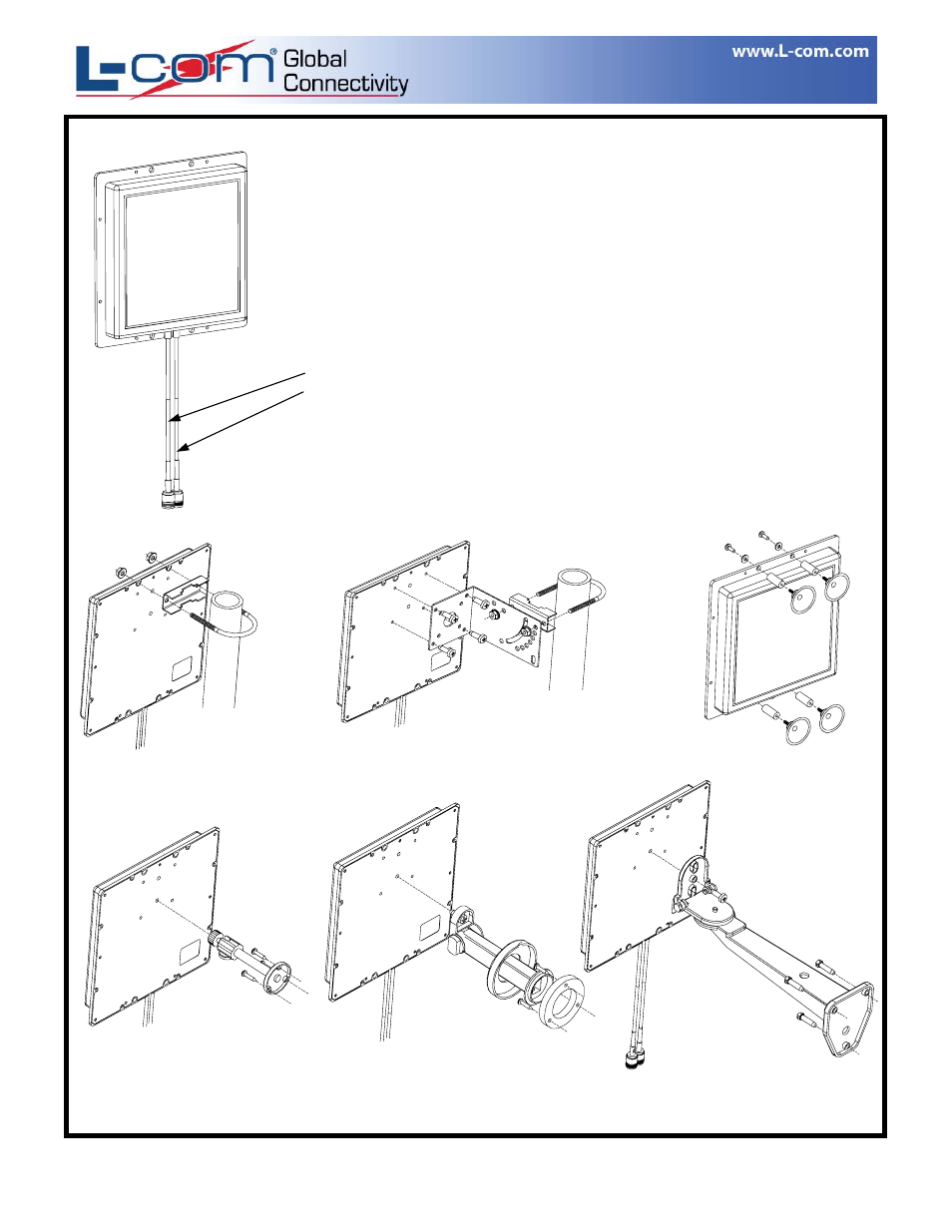 Mounting instructions, Optional mounting kits | L-com HG2411DP, RE11DP User Manual | Page 2 / 2