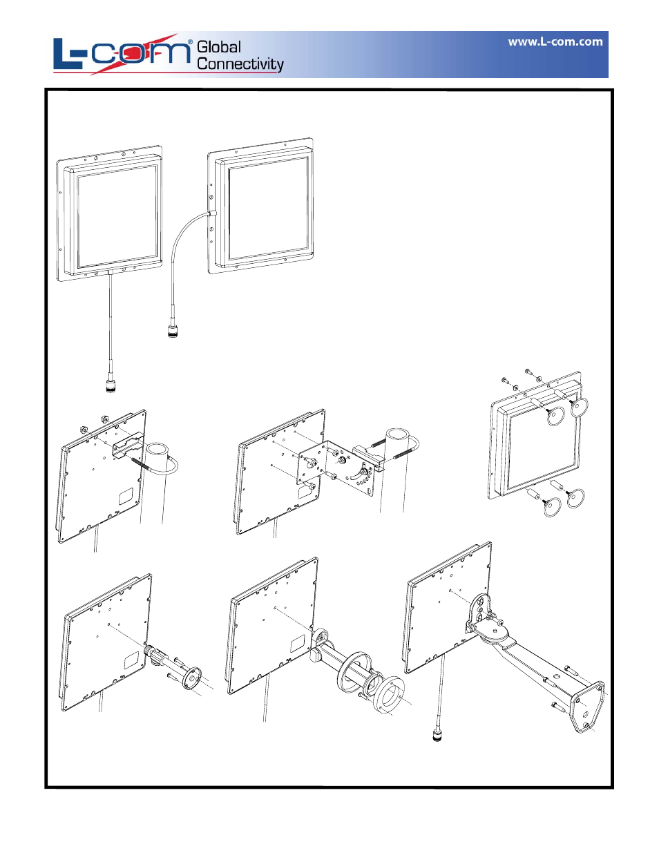 Mounting instructions, Optional mounting kits | L-com HG2414P-XX, HG908P-XX, RE14P-XX User Manual | Page 2 / 2