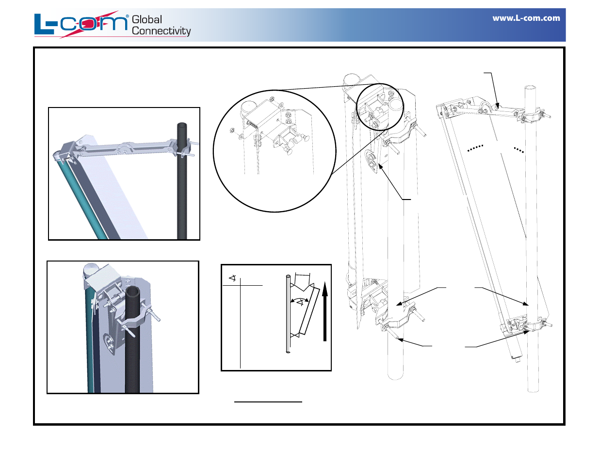 Hg2415p-180_pole_2.pdf, Pole mounting details | L-com HG2415P-180 User Manual | Page 2 / 2