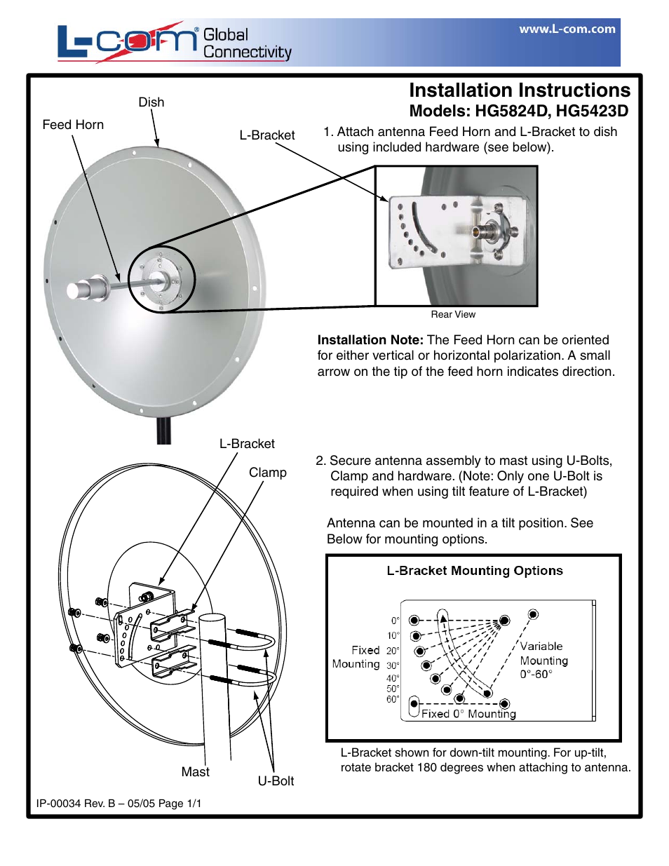 Ip-00034_1, Installation instructions | L-com HG5824D User Manual | Page 2 / 2