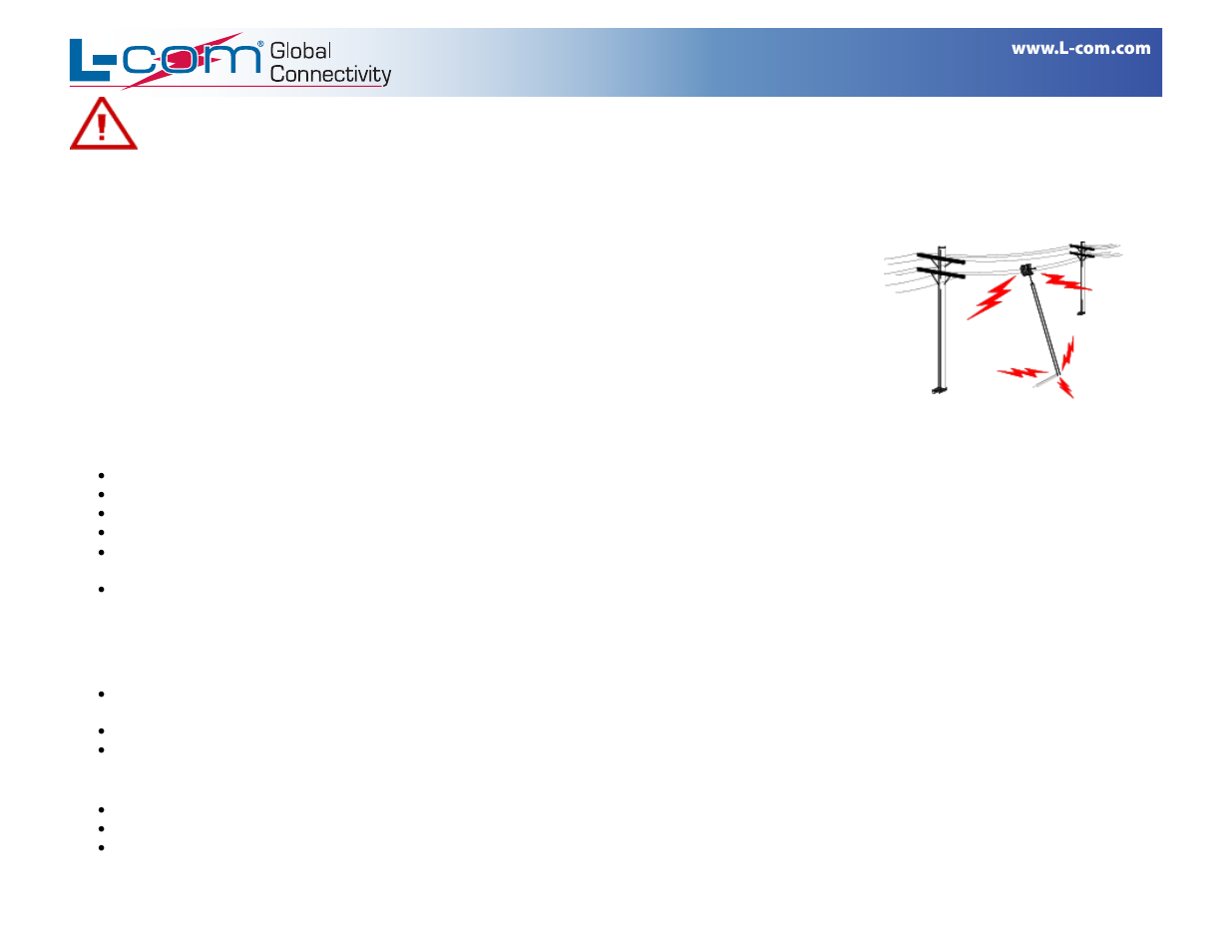 L-com Coaxial Gas Discharge Tube Lightning Protector User Manual | 2 pages