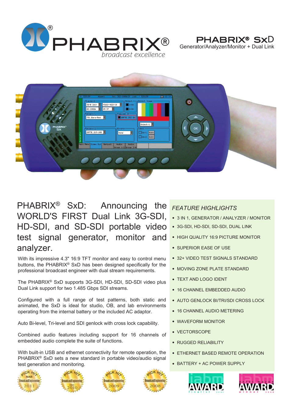 LEADER PHABRIX SxD User Manual | 2 pages