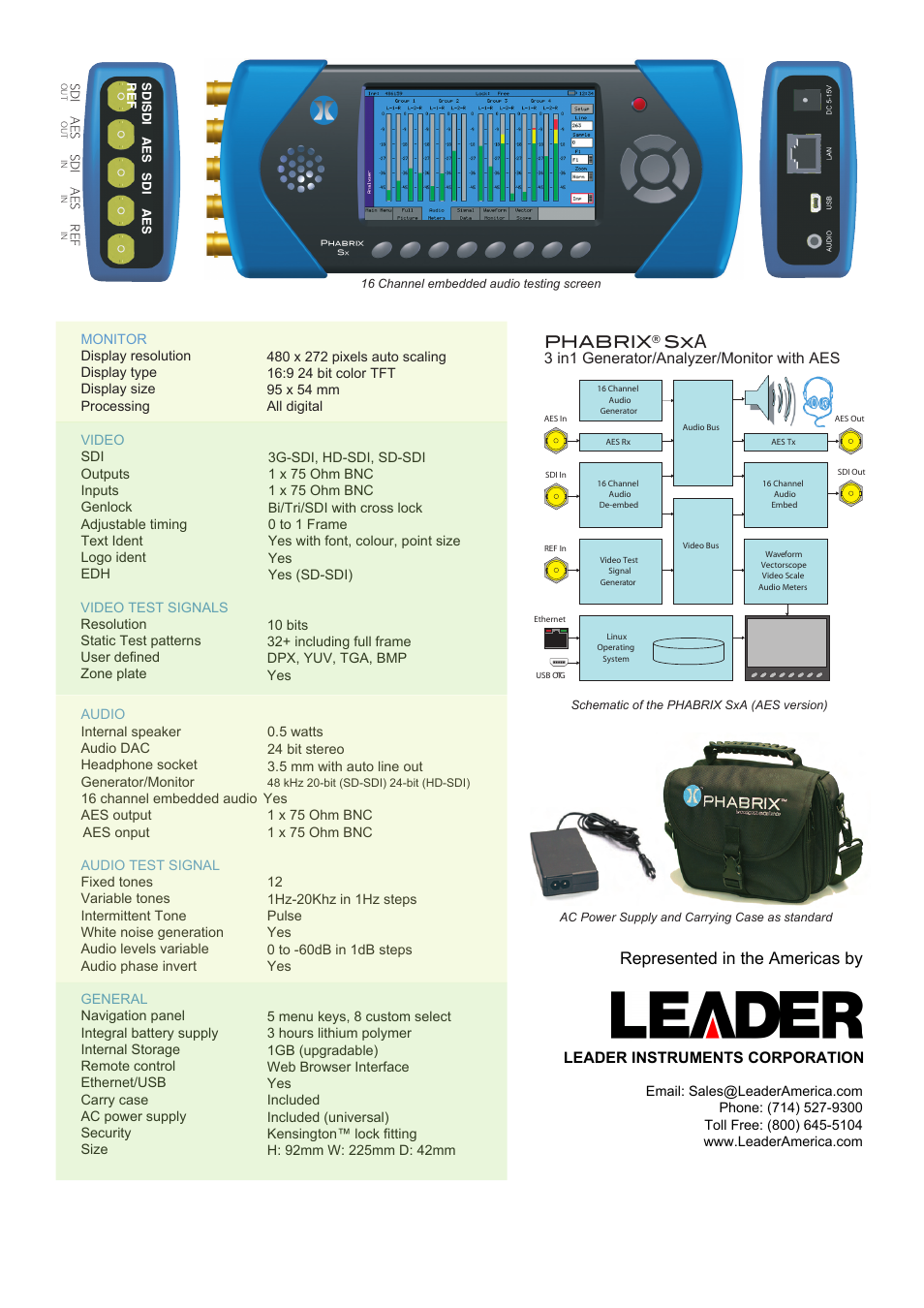 Phabrix® sx, Represented in the americas by | LEADER PHABRIX SxA User Manual | Page 2 / 2