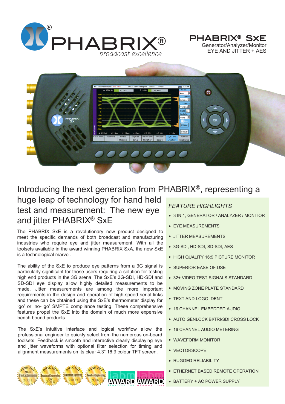 LEADER PHABRIX SxE User Manual | 2 pages