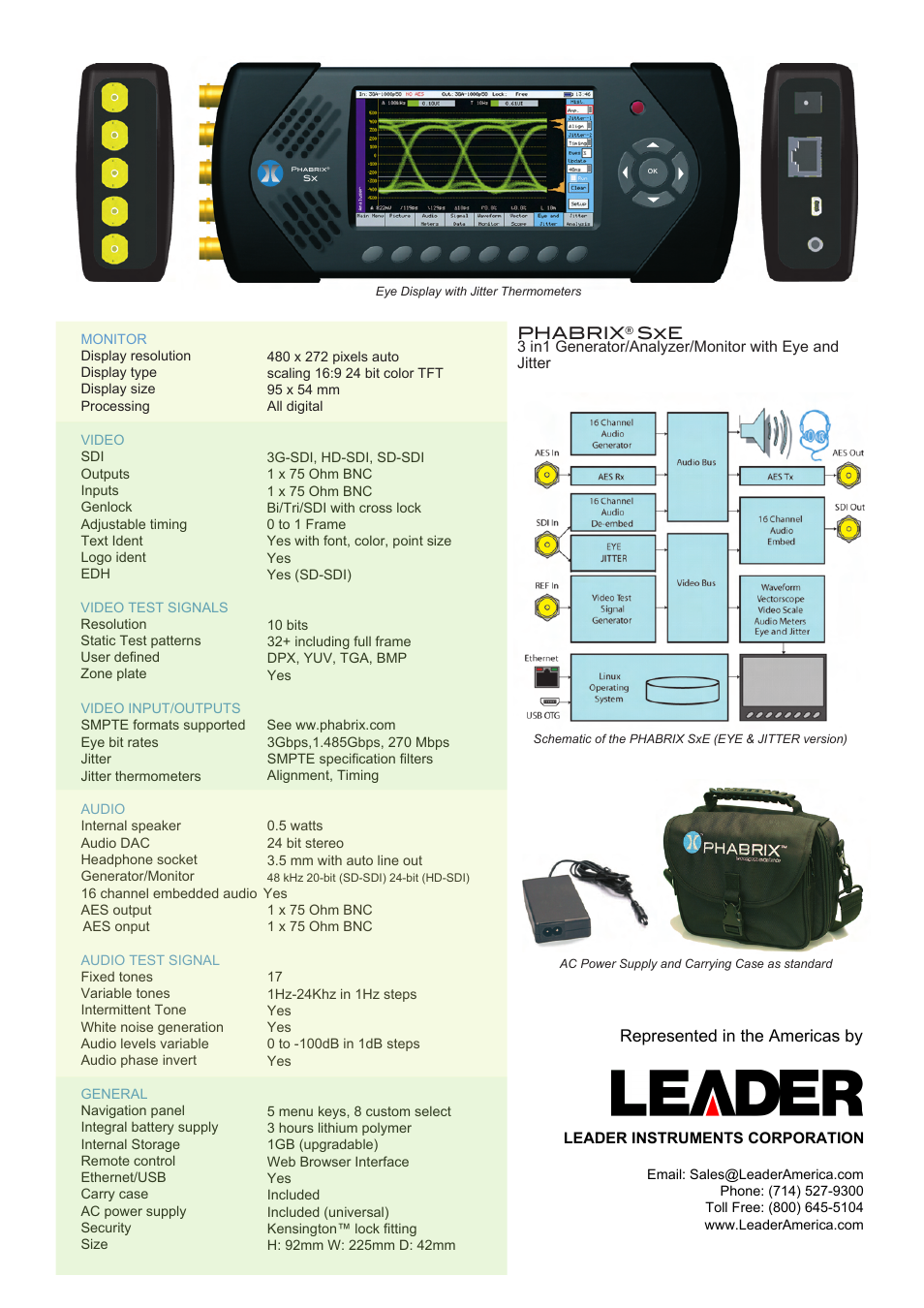 Phabrix® sxe, Represented in the americas by | LEADER PHABRIX SxE User Manual | Page 2 / 2