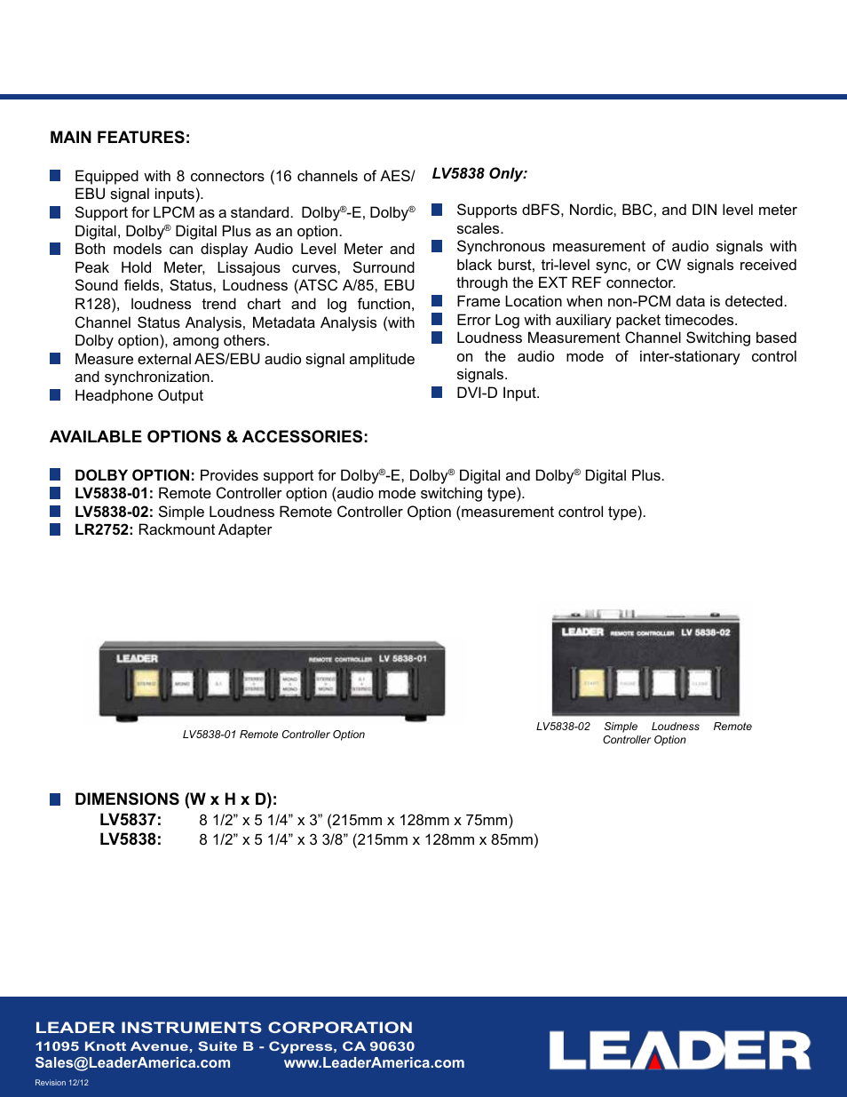 LEADER LV5837_38 User Manual | Page 2 / 2