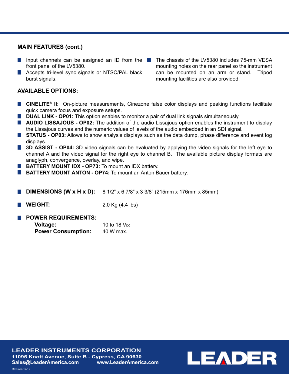 LEADER LV5380 User Manual | Page 2 / 2