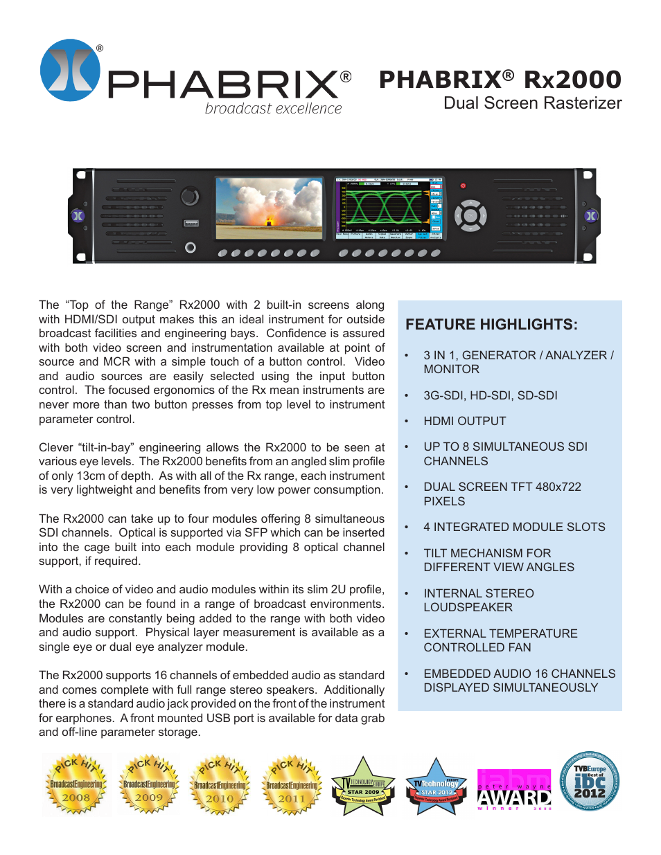 LEADER PHABRIX RX2000 User Manual | 2 pages
