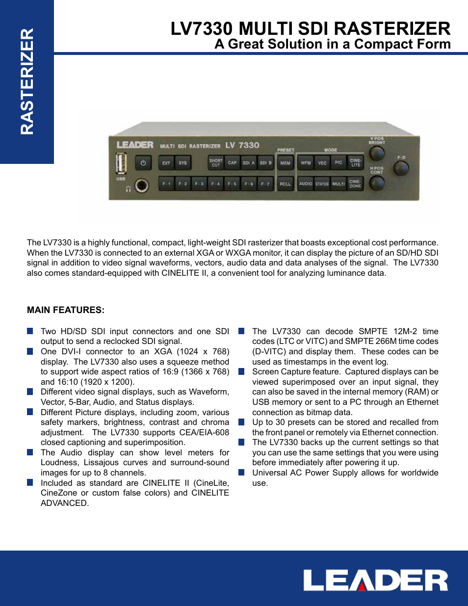 LEADER LV7330 User Manual | 2 pages