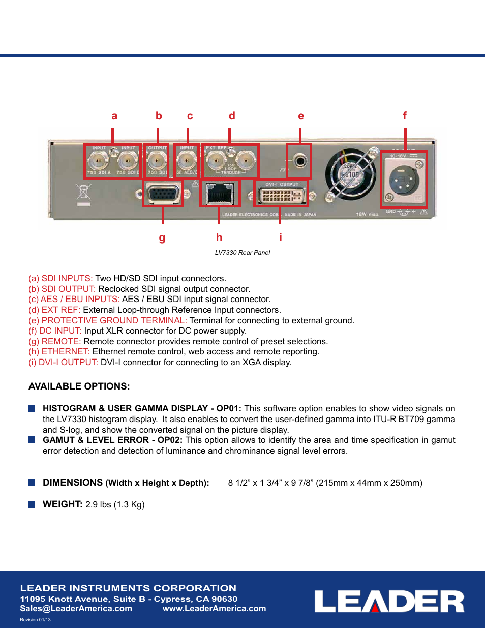 LEADER LV7330 User Manual | Page 2 / 2
