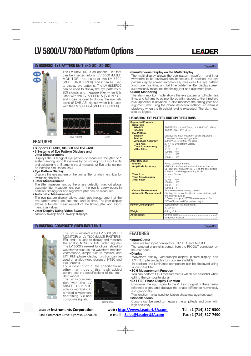 Features | LEADER LV7800 User Manual | Page 6 / 15
