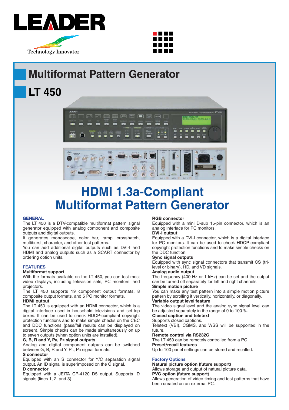 LEADER LT450 User Manual | 6 pages