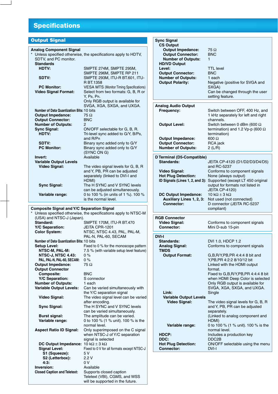 Specifications | LEADER LT450 User Manual | Page 5 / 6