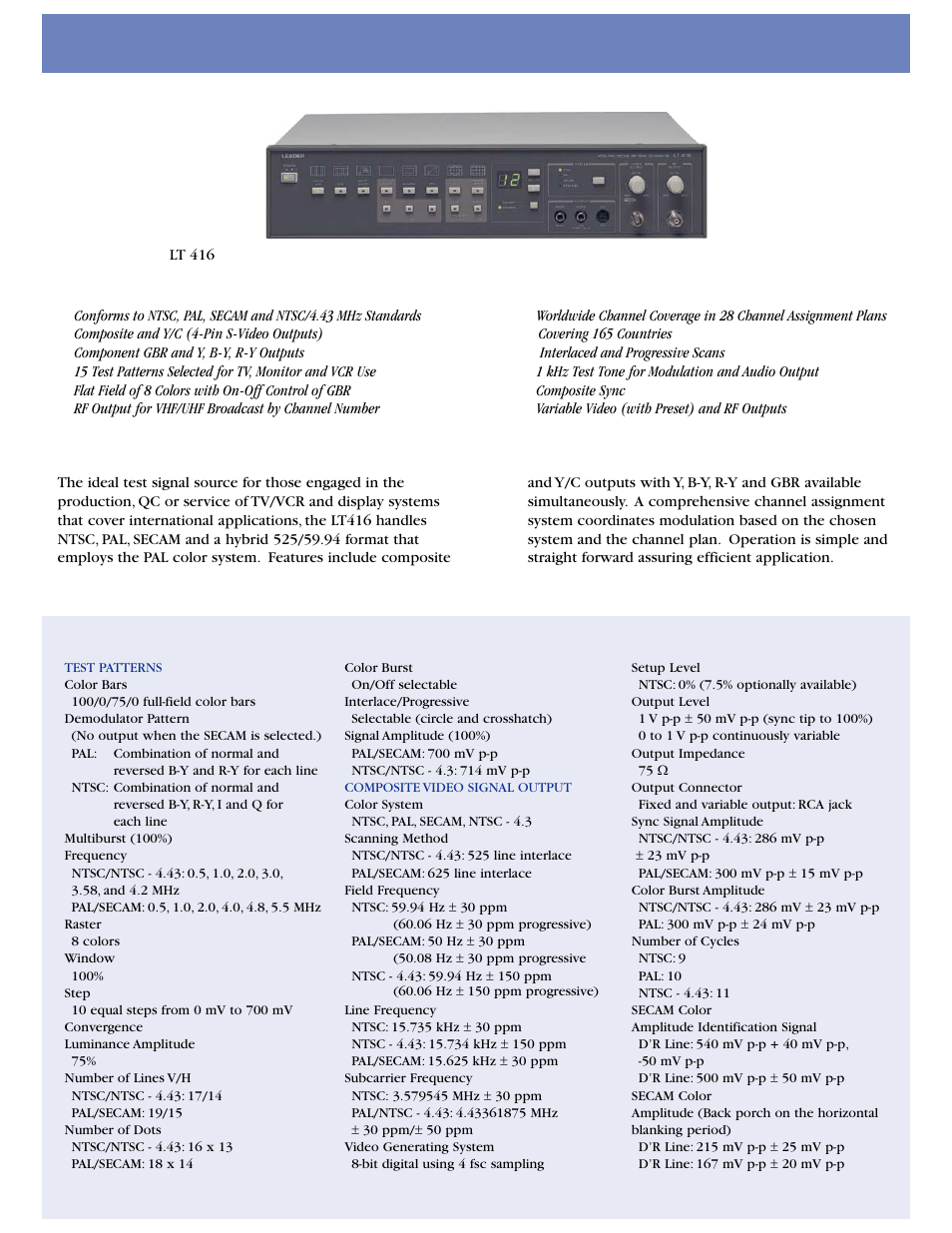 LEADER LT416 User Manual | 2 pages