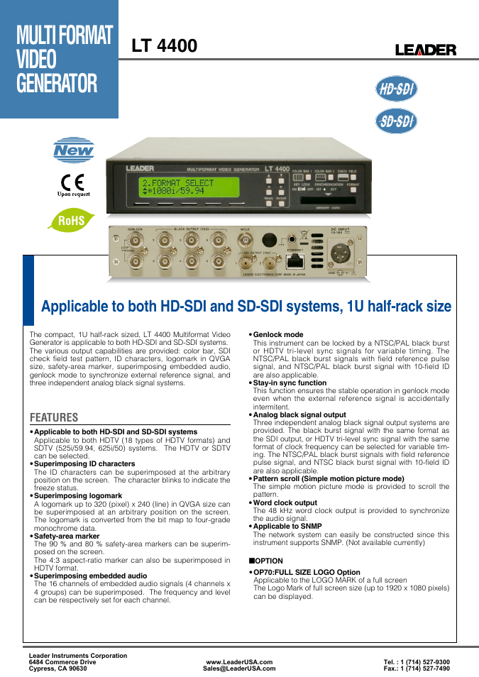 LEADER LT4400 User Manual | 2 pages