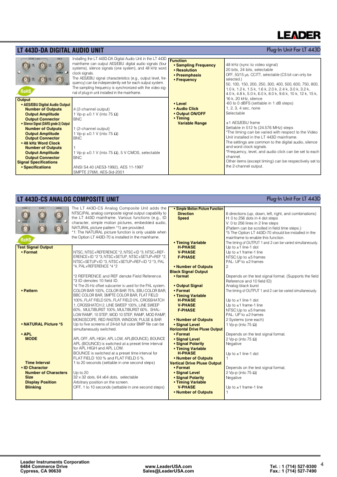 LEADER LT443D User Manual | Page 4 / 4