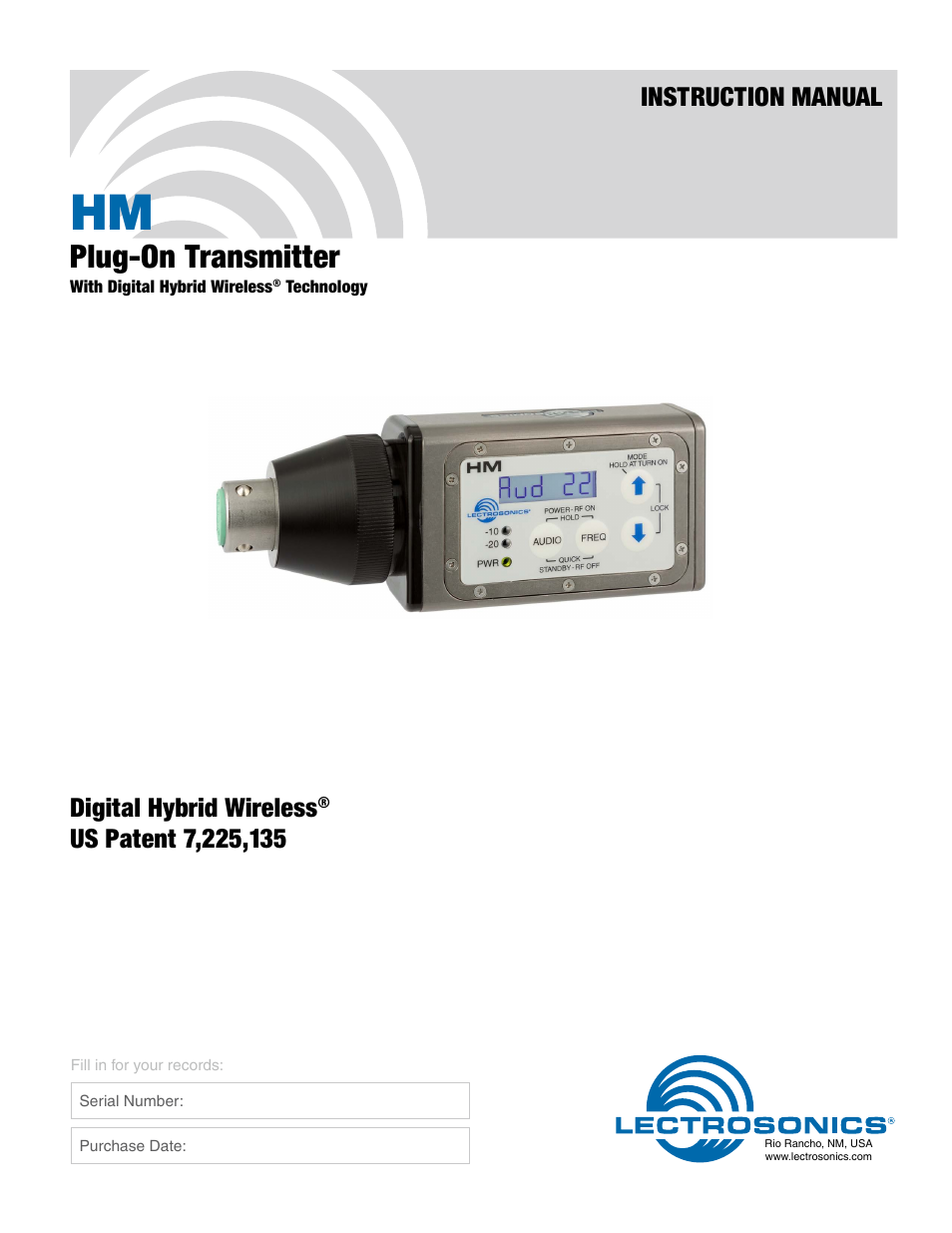 Lectrosonics HM User Manual | 20 pages