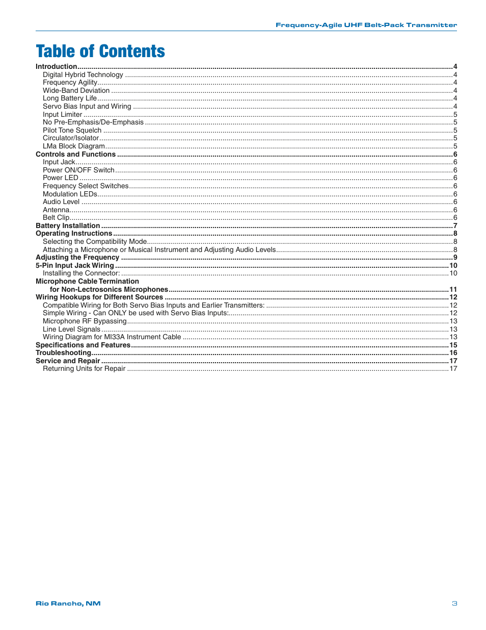 Lectrosonics LMa User Manual | Page 3 / 20