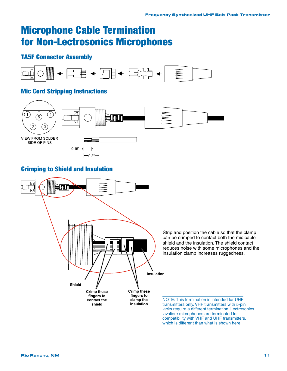 Crimping to shield and insulation | Lectrosonics UM400a User Manual | Page 11 / 20