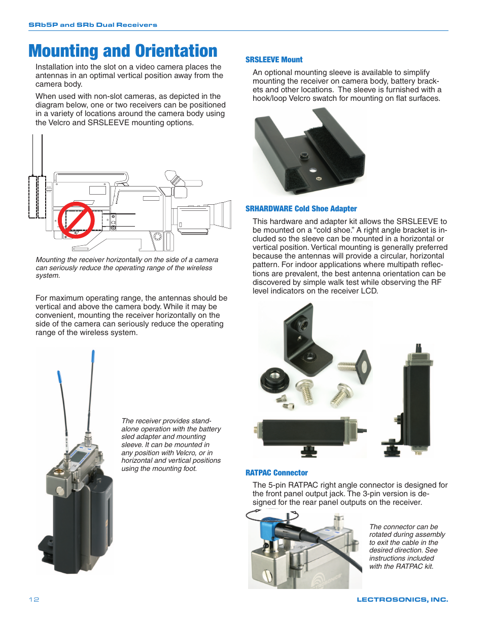 Mounting and orientation | Lectrosonics SRb_SRb5P User Manual | Page 12 / 28