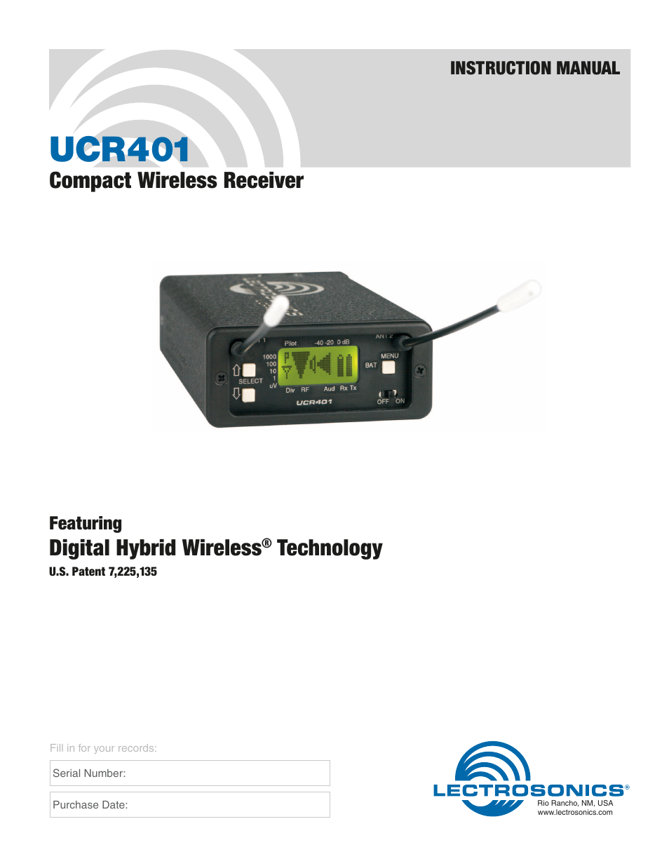 Lectrosonics UCR401 User Manual | 28 pages