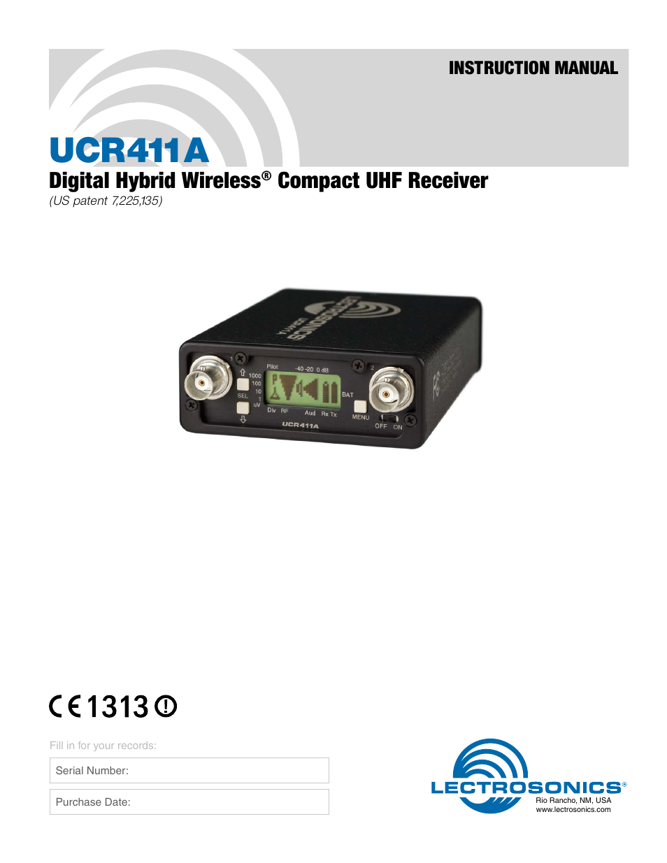 Lectrosonics UCR411a User Manual | 28 pages