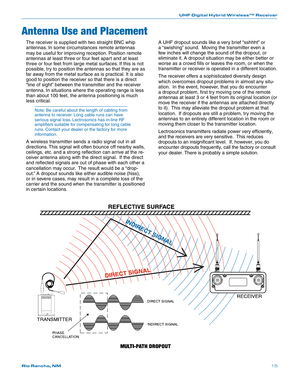 Antenna use and placement | Lectrosonics UCR411a User Manual | Page 15 / 28