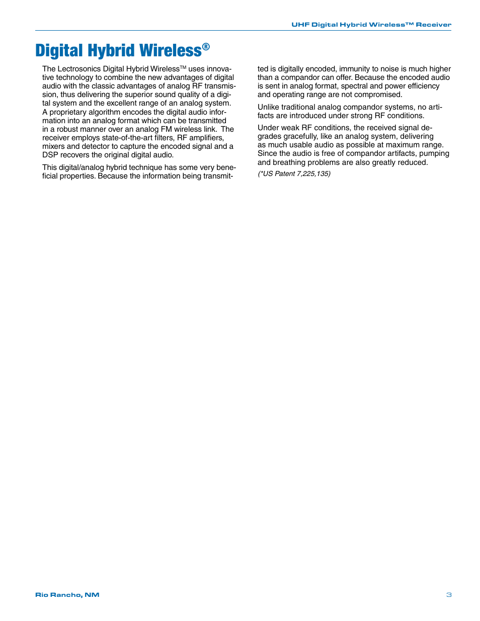 Digital hybrid wireless | Lectrosonics UCR411a User Manual | Page 3 / 28