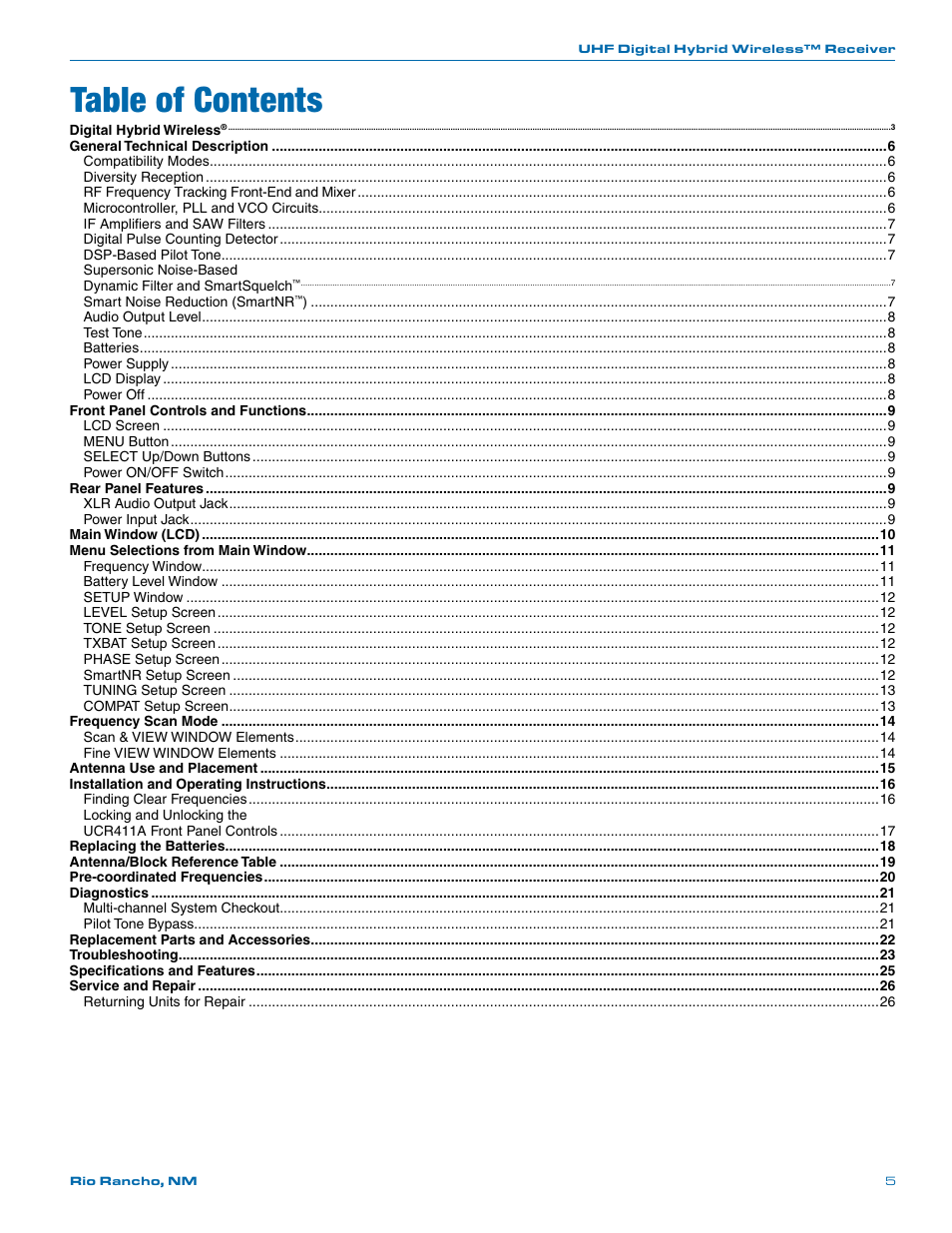 Lectrosonics UCR411a User Manual | Page 5 / 28