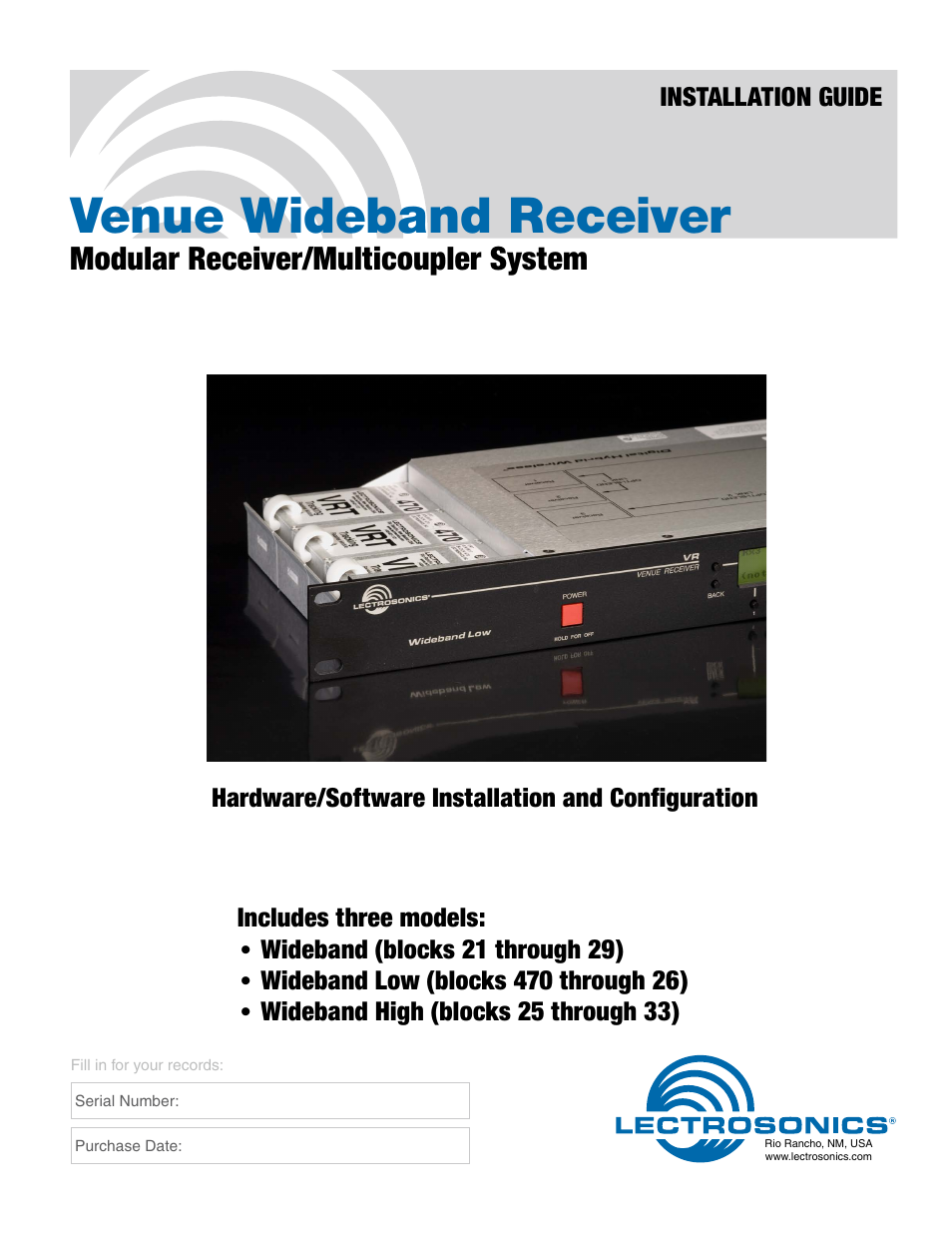 Lectrosonics Venue Series (Wideband) User Manual | 32 pages