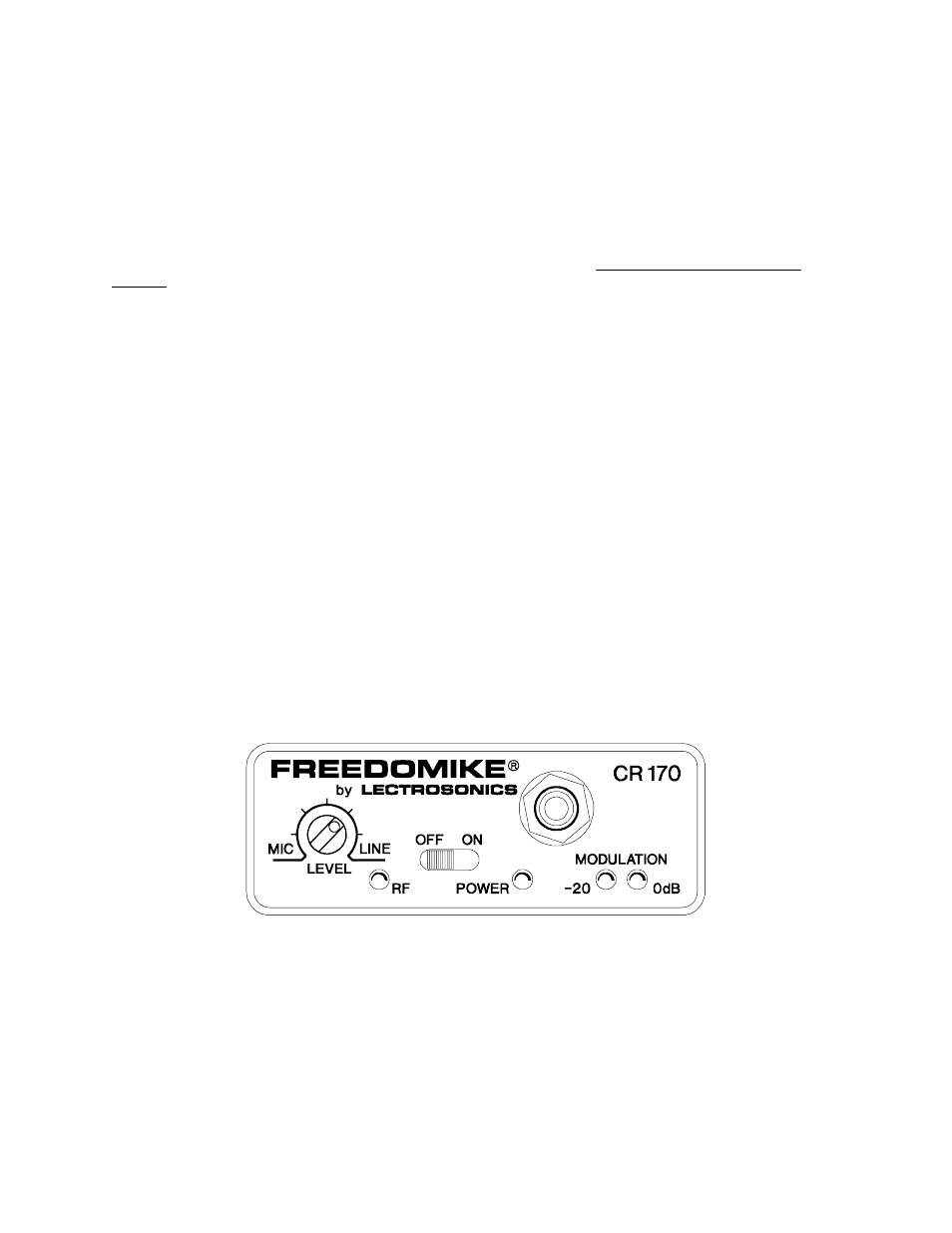 Receiver front panel | Lectrosonics CR170 User Manual | Page 4 / 11