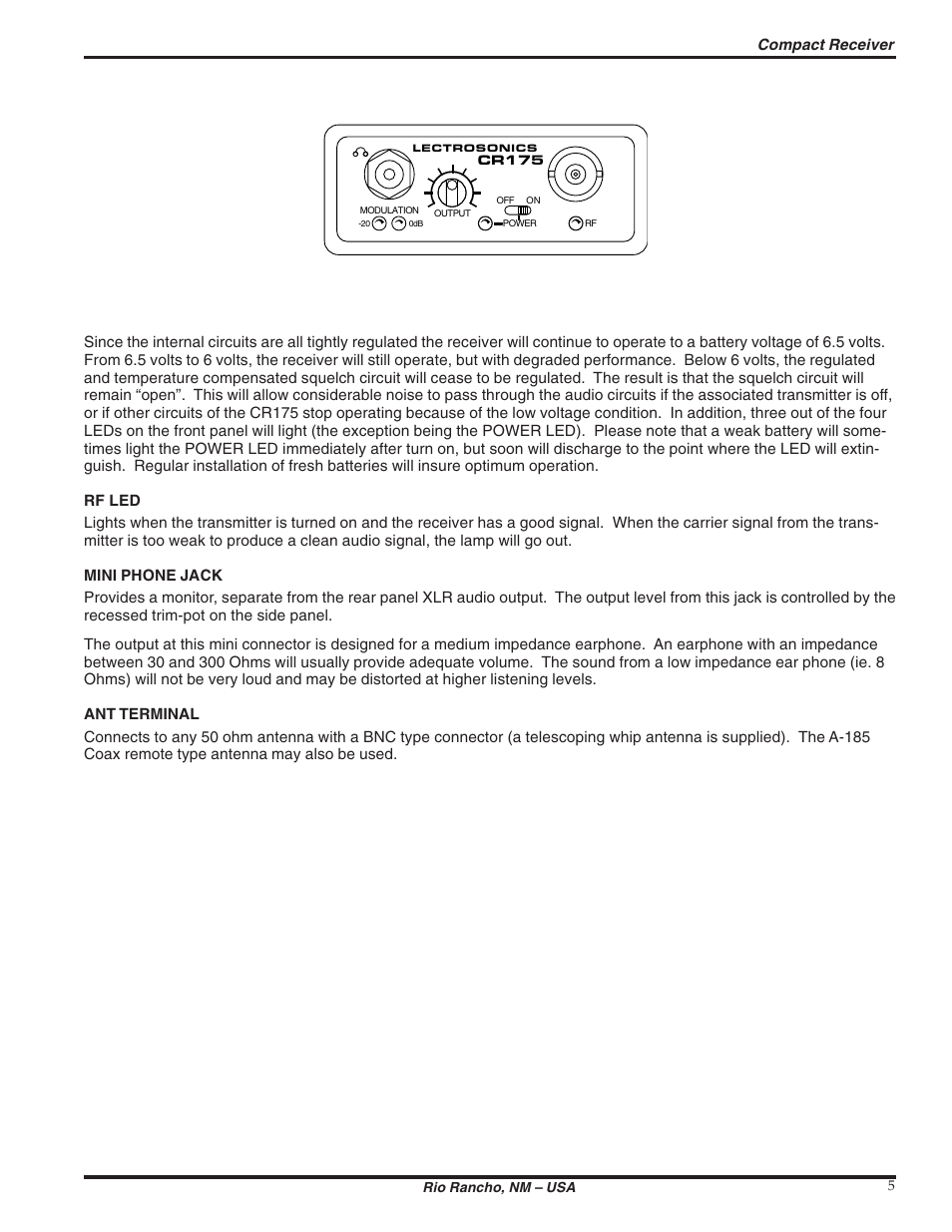 Lectrosonics CR175 User Manual | Page 5 / 12