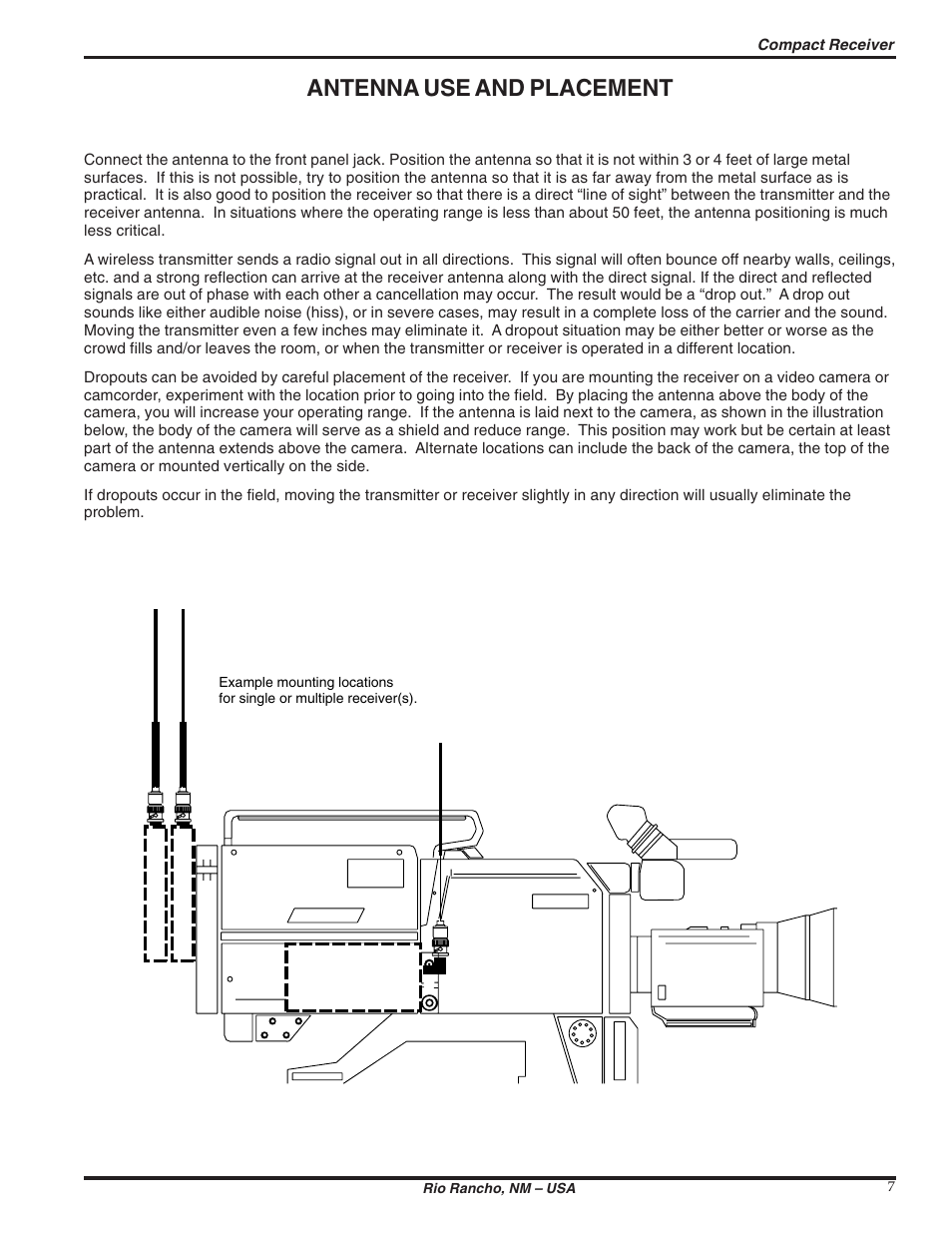 Antenna use and placement | Lectrosonics CR175 User Manual | Page 7 / 12