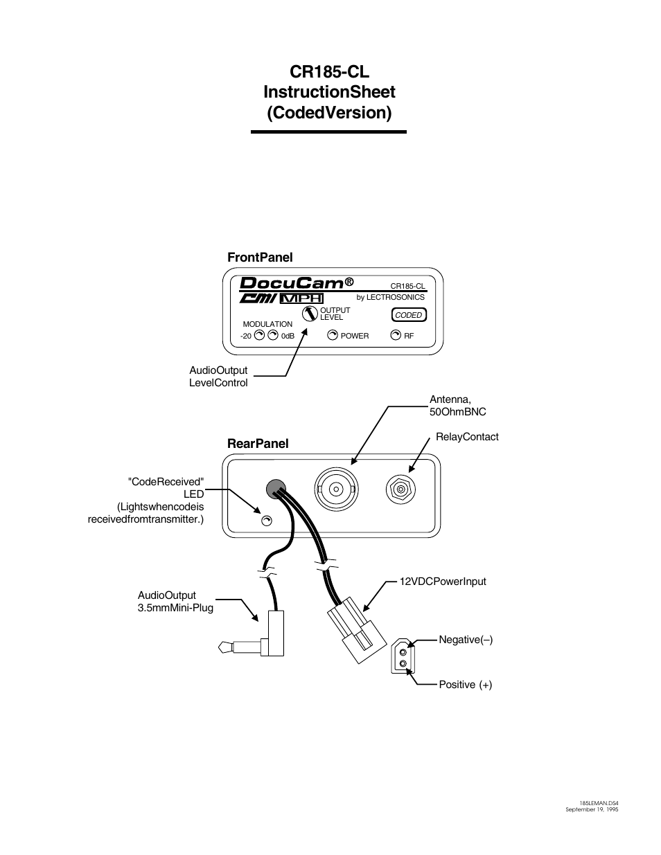 Lectrosonics CR185-CL User Manual | 1 page