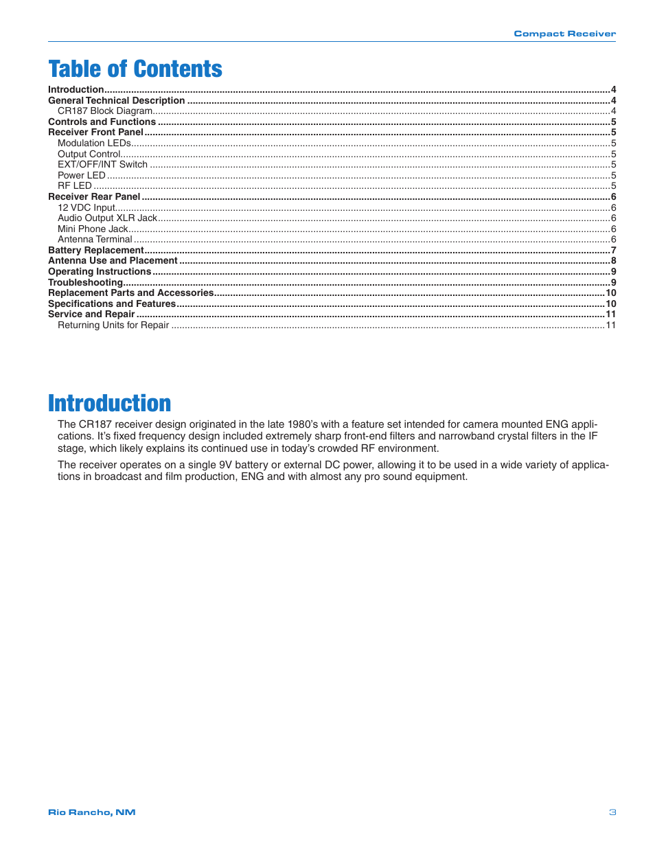 Lectrosonics CR187 User Manual | Page 3 / 12