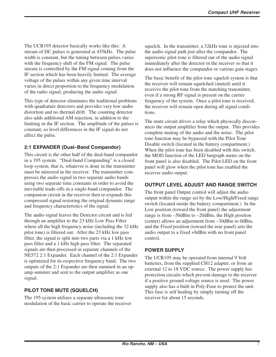 Lectrosonics UCR195 User Manual | Page 7 / 16