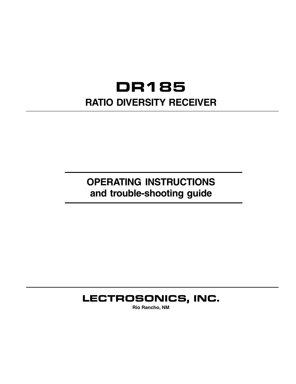 Lectrosonics DR185 User Manual | 12 pages