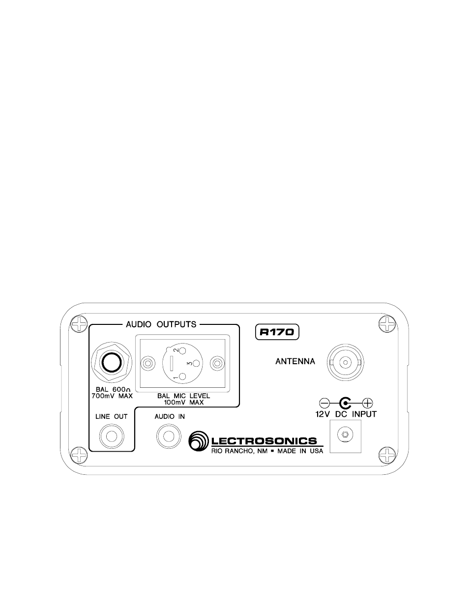 Receiver rear panel | Lectrosonics R170 User Manual | Page 5 / 13