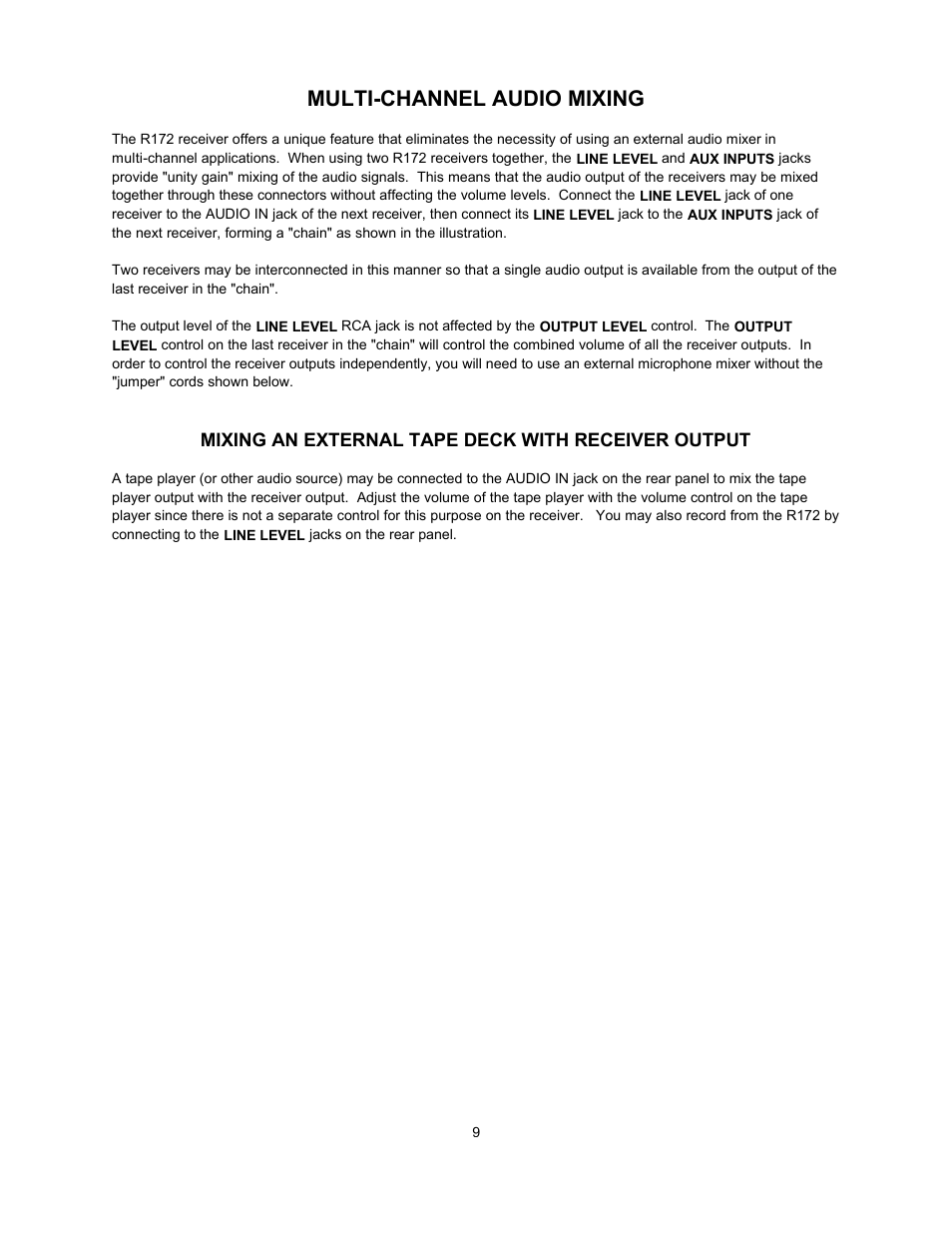 Multi-channel audio mixing | Lectrosonics R172 User Manual | Page 10 / 13