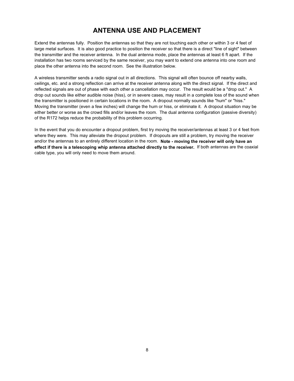 Antenna use and placement | Lectrosonics R172 User Manual | Page 9 / 13
