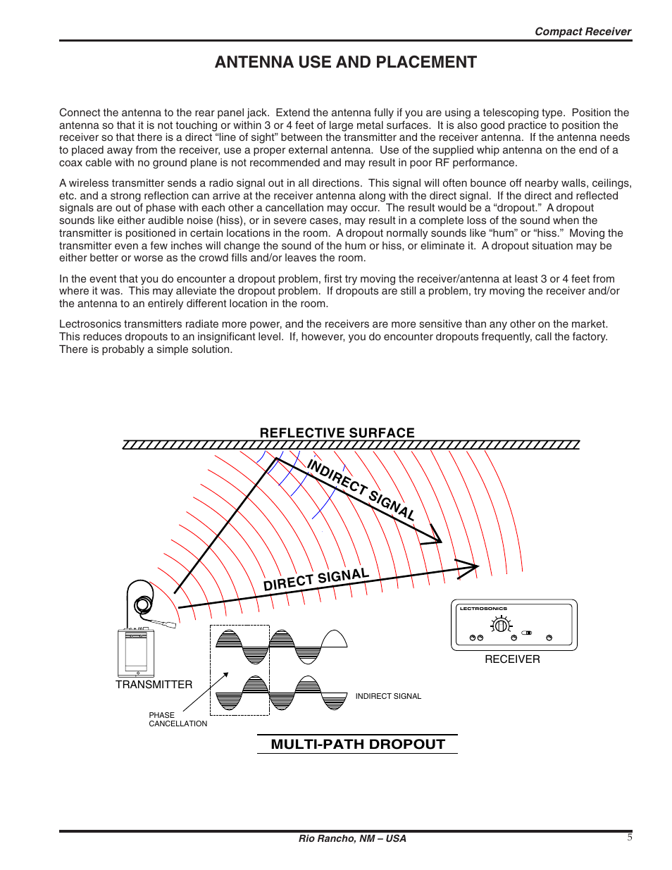 Antenna use and placement | Lectrosonics R175 User Manual | Page 5 / 10