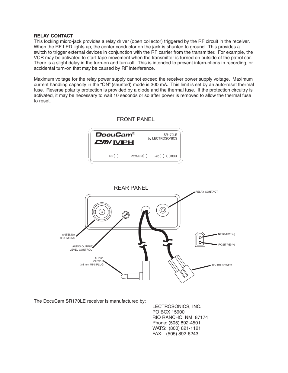 Lectrosonics SR170LE User Manual | Page 2 / 2