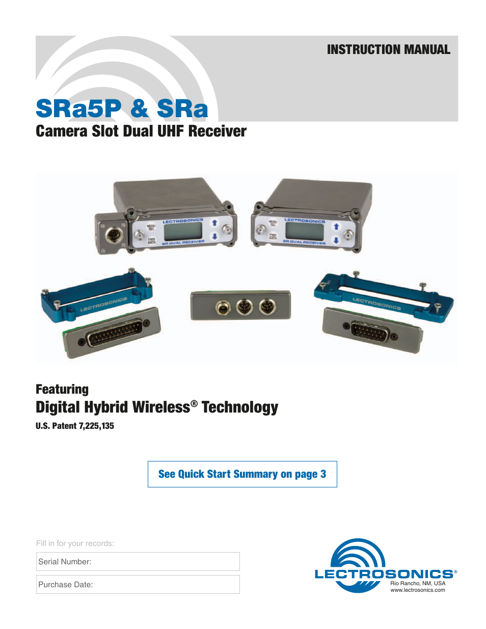 Lectrosonics SRa Series User Manual | 28 pages