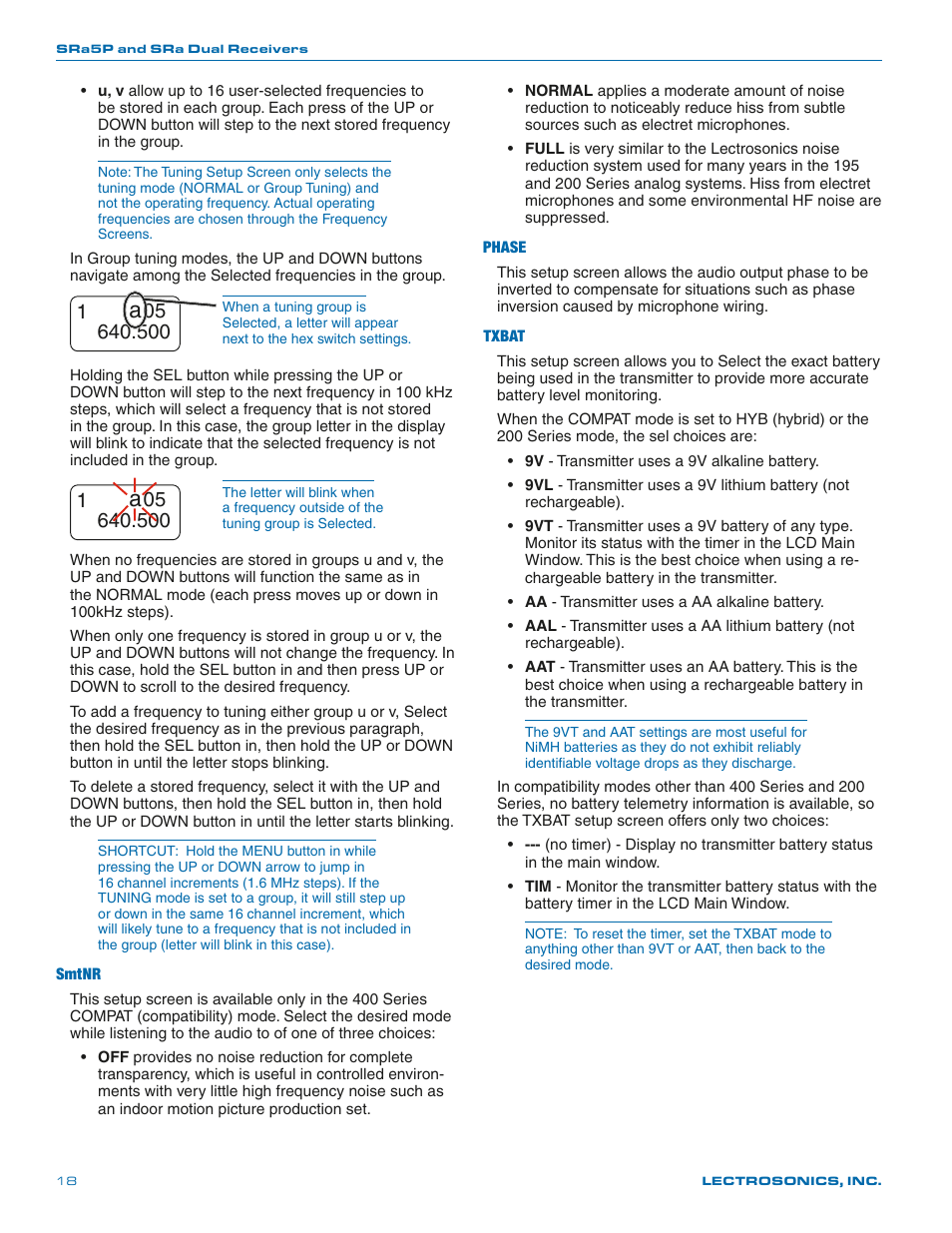 Lectrosonics SRa Series User Manual | Page 18 / 28