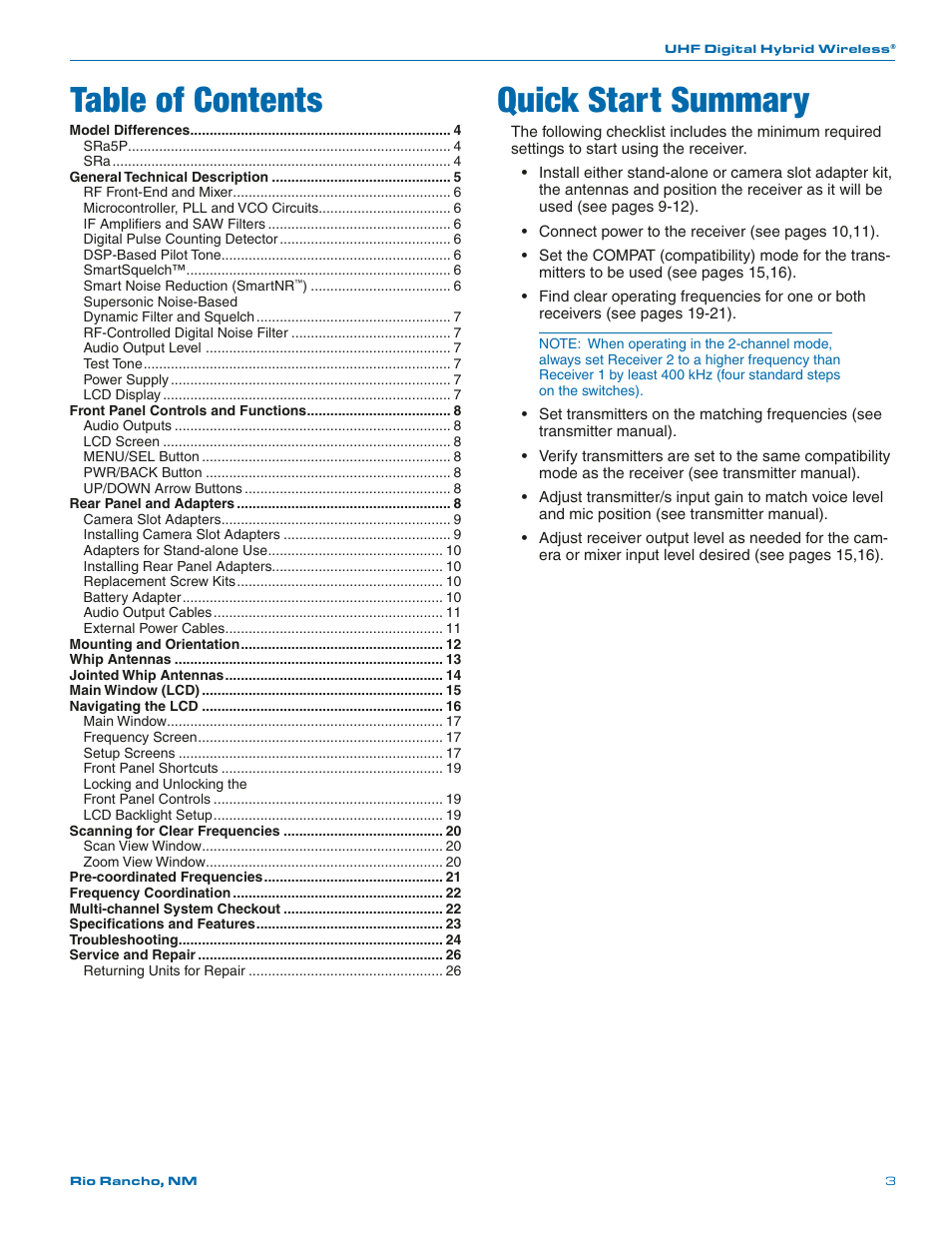 Lectrosonics SRa Series User Manual | Page 3 / 28