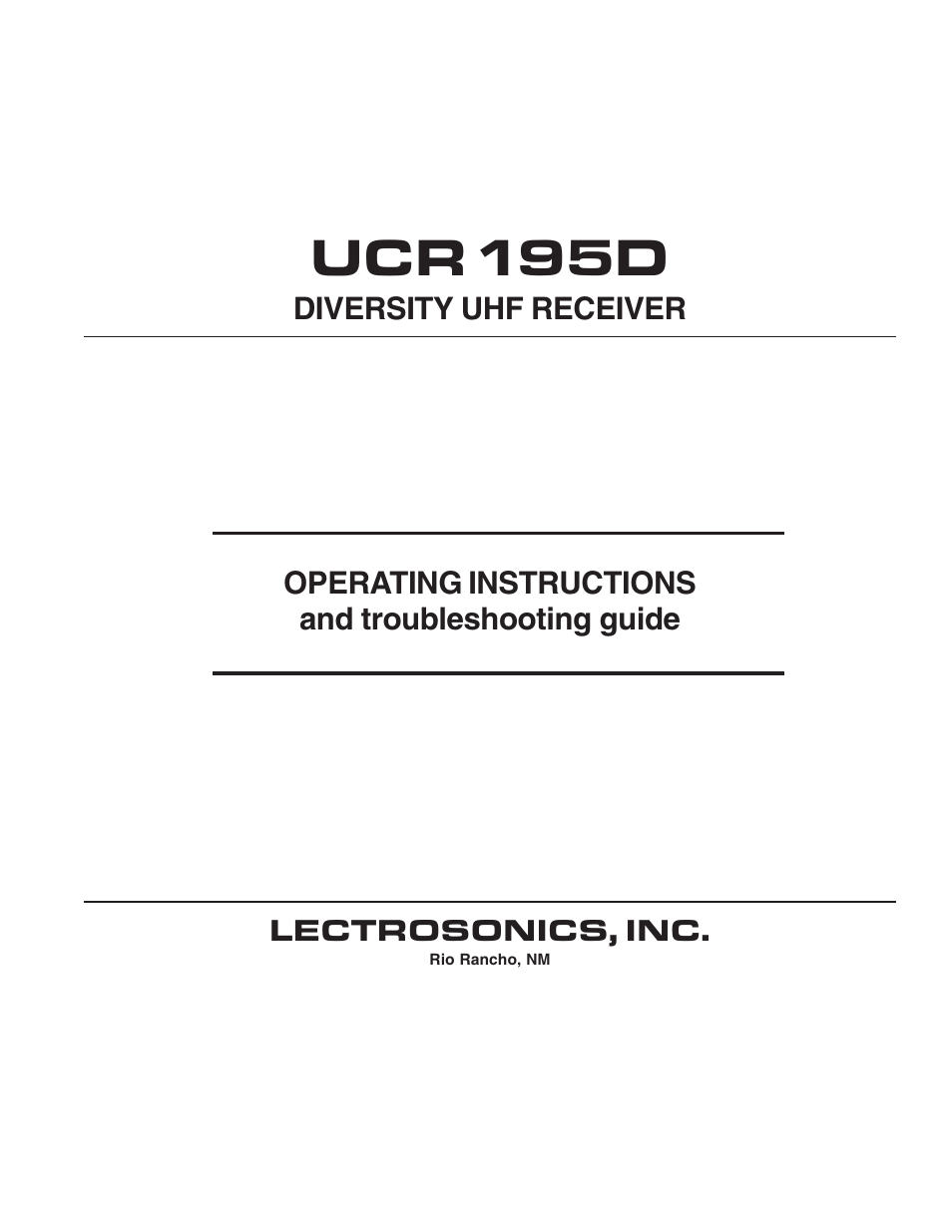 Lectrosonics UCR195D User Manual | 16 pages
